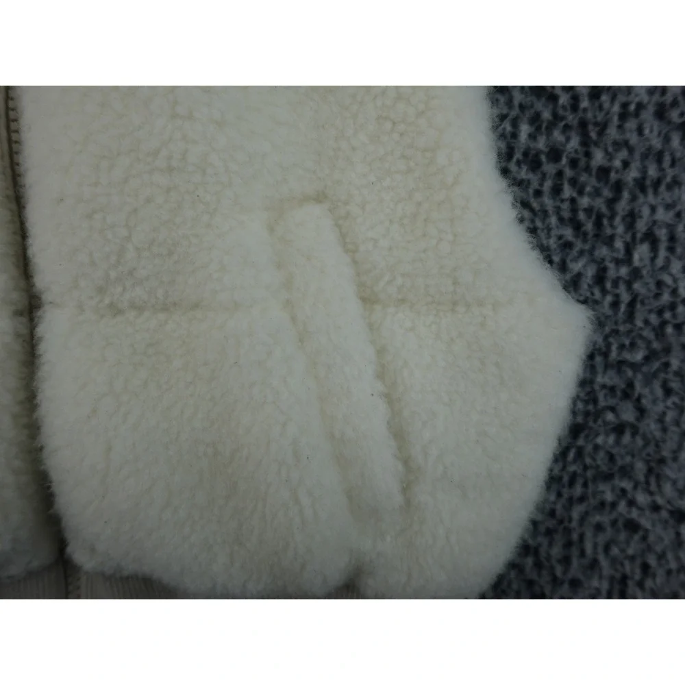 Garage Sherpa Puffer Vest Womens Medium Cream Ivory Faux Shearling Full Zip‎ Coz